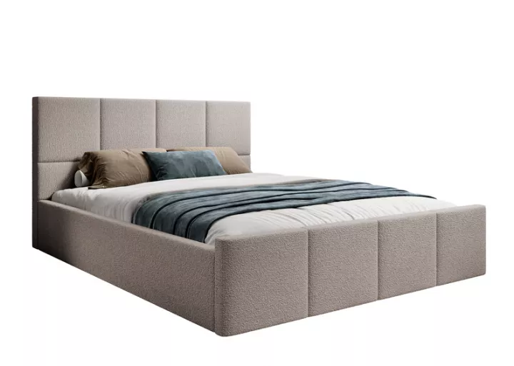 Łóżko tapicerowane 160x200 cm Monera ciemnobeżowe